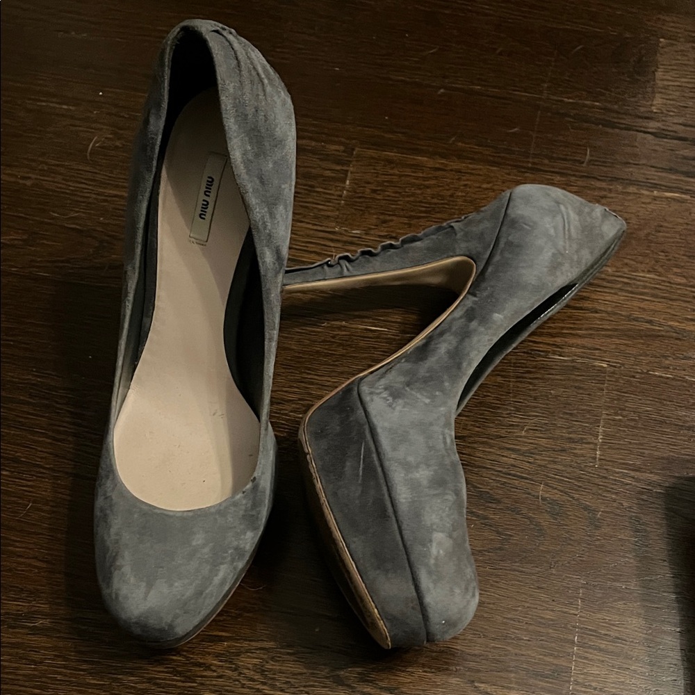 Miu Miu Charcoal Suede Heels